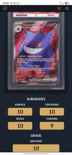 Pokemon TCG Gengar EX 193/162 Temporal Forces ACE 10 Gem Mint - Image 3