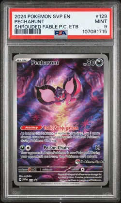2024 POKEMON SHROUDED FABLE POKEMON CENTER ETB PROMO SVP #129 PECHARUNT PSA 9 - Image 1