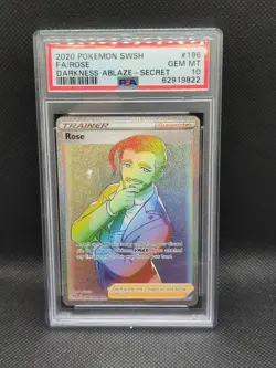 Pokemon TCG - Rose 196/189 - Darkness Ablaze -Rainbow Rare - PSA 10 - Image 1