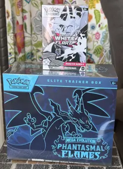 Pokemon TCG Mega Evolution Phantasmal Flames ETB And White Flare Booster Bundle - Image 1