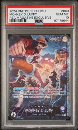 PSA10 One Piece Monkey D Luffy PSA Magazine Exclusive OP05-060 GEM MT promo - Image 1