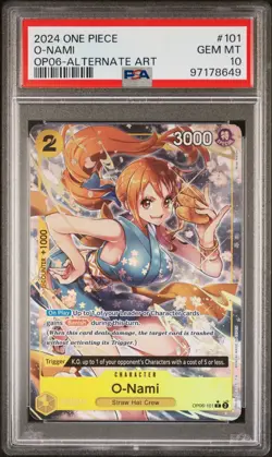 PSA 10 2024 ONE PIECE WINGS OF THE CAPTAIN OP06-101 O-NAMI ALTERNATE ART English - Image 1