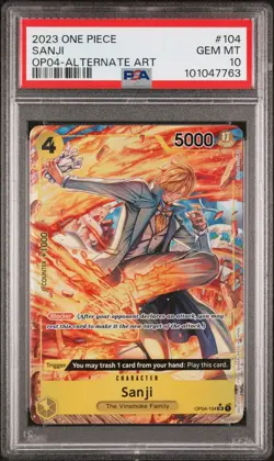 SANJI 2023 ONE PIECE OP04-104 ALTERNATE ART KINGDOMS OF INTRIGUE PSA 10 ENGLISH - Image 1
