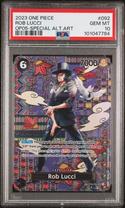 PSA 10 Mint 2023 One Piece OP05 Rob Lucci SP Alternate Art OP03-092 English - Image 1