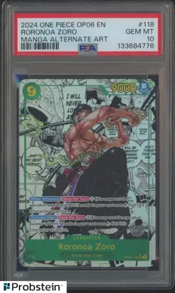 2024 One Piece OP06 EN Manga Alternate Art #118 Roronoa Zoro PSA 10 GEM MINT - Image 1