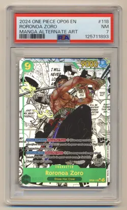 PSA 7 2024 One Piece Manga Alternate Art Roronoa Zoro OP06-118 EN SEC NEAR MINT! - Image 1