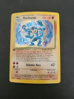 DMG/HP Machamp 1st Edition 8/102 Holo Rare Pokemon 1999 Unlimited Base Set - Image 1