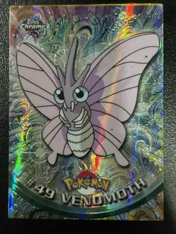 2000 Pokemon Topps Chrome Series 1 #49 Venomoth Spectra Chrome DMG Creased - Image 1