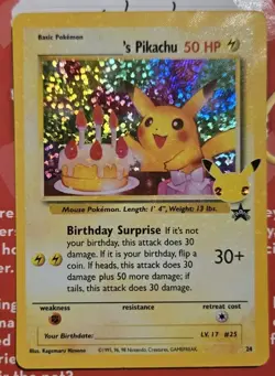 Pokemon Pikachu TCG Birthday Celebrations Classic Collection Holo Rare 24/53 - Image 1