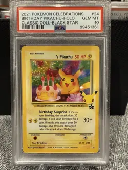 PSA10 Birthday Pikachu Pokemon TCG #24 Celebrations Classic Collection - Image 1
