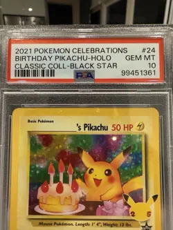 PSA10 Birthday Pikachu Pokemon TCG #24 Celebrations Classic Collection - Image 2
