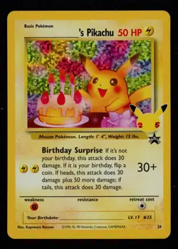 ______'s (Birthday) Pikachu 24/53 Celebrations: Classic Collection Pokemon TCG - Image 1