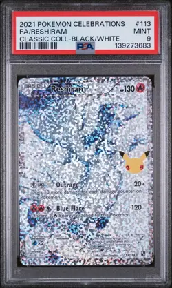 2021 POKEMON CELEBRATIONS CLASSIC COLL #113 FULL ART/RESHIRAM PSA 9 - Image 1