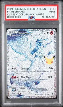 2021 POKEMON CELEBRATIONS CLASSIC COLL #113 FULL ART/RESHIRAM PSA 9 - Image 1