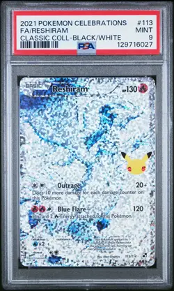 2021 POKEMON CELEBRATIONS CLASSIC COLL #113 FULL ART/RESHIRAM PSA 9 - Image 1