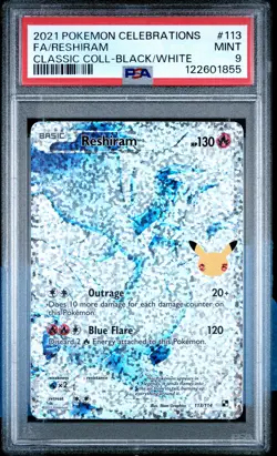 2021 POKEMON CELEBRATIONS CLASSIC COLL #113 FULL ART/RESHIRAM PSA 9 - Image 1