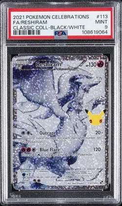 2021 POKEMON CELEBRATIONS CLASSIC COLL #113 FULL ART/RESHIRAM PSA 9 - Image 1