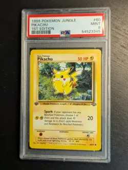 VINTAGE POKEMON 1999 🍎 JUNGLE 1ST EDITION PIKACHU 60/64 ⚡ PSA 9 MINT ✨ JUNGLE - Image 2