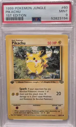 1999 English Pokemon 1st Edition JUNGLE PSA 9 Mint PIKACHU 60/64 - Image 1