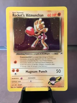Pokemon TCG Rockets Hitmonchan #11/132 Holo Rare Gym Heroes 2000 WOTC VTG Swirl - Image 1