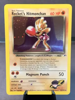 Pokemon TCG Rockets Hitmonchan #11/132 Holo Rare Gym Heroes 2000 WOTC VTG Swirl - Image 1