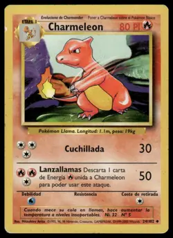 Pokemon Charmeleon #24/102 Base Set Spanish Uncommon 2000 MP - Image 1