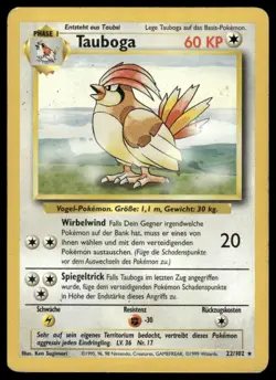 Pokemon Tauboga Pidgeotto 22/102 German Base Set Rare 1999 MP - Image 1