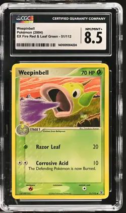 Pokemon Weepinbell 2004 EX Fire Red & Leaf Green #51/112 CGC 8.5 - Image 1