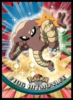 Topps Pokemon Hitmonlee #106 TV Animation Edition Non Holo Blue Logo 2000 NM - Image 1