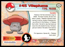 Topps Pokemon Vileplume #45 1999 TV Animation Edition Non Holo Pink Logo NM - Image 2