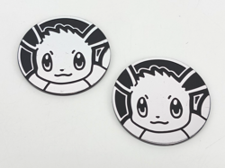 Pokemon Eevee Silver Mirror Holo Jumbo 2" Collectible Coin TCG Accessory x2 - Image 1