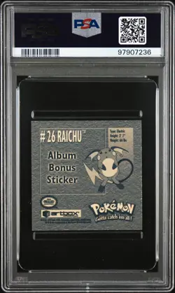 Pokemon Raichu 1999 Stickers Series 1 Album Bonus Sticker #B01 PSA 8 - Image 2