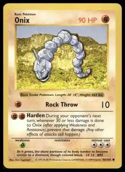 Pokemon Onix #056/102 Base Set Shadowless 1999 NM Near Mint - Image 1