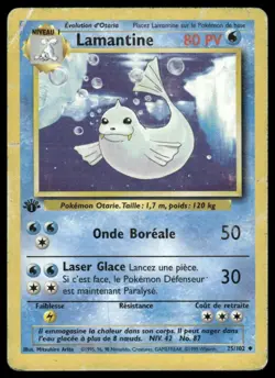 Pokemon Lamantine Dewgong #025/102 French 1st Edition Base Set 1999 MP - Image 1