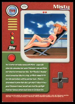 Topps Pokemon Misty #TV3 TV Animation Non Holo Black Logo 1999 NM - Image 2