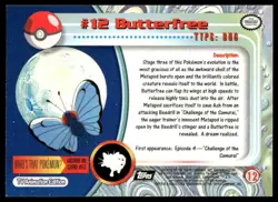 Topps Pokemon Butterfree #12 1999 TV Animation Edition Non Holo Black Logo NM - Image 2