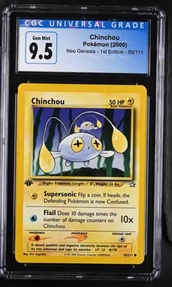 Pokemon Chinchou #55/111 Neo Genesis 1st Edition 2000 CGC 9.5 - Image 1
