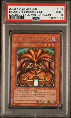 2002 Yu-Gi-Oh! LOB Eyes White Dragon Exodia Forbidden One #LOB-124 Error PSA 9 - Image 1
