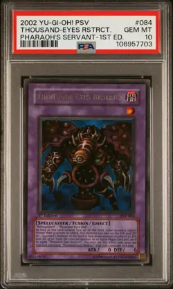 YuGiOh Thousand-Eyes Restrict 1st First Edition Ed WAVY PSV-084 PSA 10 Gem Mint - Image 1