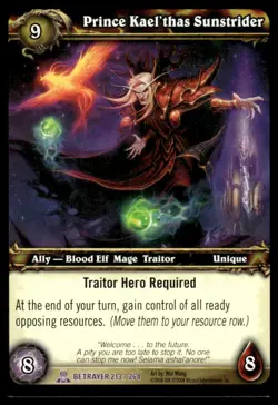 Prince Kael'thas Sunstrider 213/264 Epic 2008 World of Warcraft TCG NM - Image 1