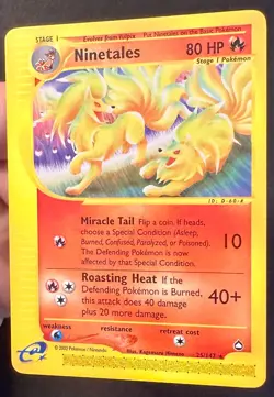 Ninetales 25/147 2002 Aquapolis Pokemon Card TCG WOTC Vintage Non Holo Rare VLP - Image 2