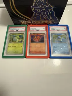 PSA 9 Graded Pokemon Card Set of Starter Trio 151 Poster Collection - Image 1