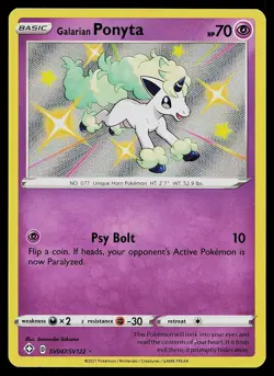 Pokemon Card - Galarian Ponyta Shining Fates SV047/SV122 Shiny Holo Rare - Image 1