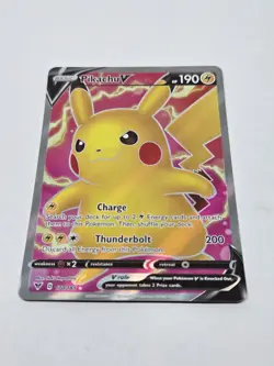 Pikachu V (Full Art) 170/185 SWSH04: Vivid Voltage - Pokemon Card - NM - Image 1