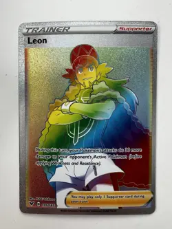 Pokemon TCG Leon Trainer Card Vivid Voltage Rainbow Rare, 195/185 - Image 1