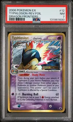 2006 POKEMON EX DRAGON FRONTIERS #12 TYPHLOSION-REVERSE FOIL PSA 7 - Image 1