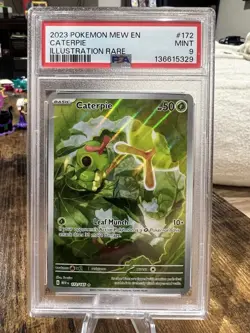 Pokemon TCG Caterpie 172/165 Holo Illustration Rare Scarlet and Violet PSA 9 - Image 1