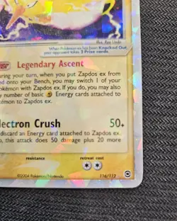 Pokemon TCG Zapdos EX Fire Red & Leaf Green #116/112 Near MINT - Image 2
