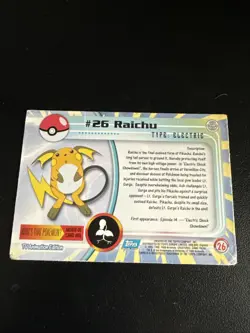 1999 Topps Pokemon Raichu TV #26 Non-Foil Card - Image 2