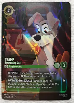 Disney Lorcana Tramp Enterprising Dog - Enchanted 212/204 Archazia's Island - Image 1
